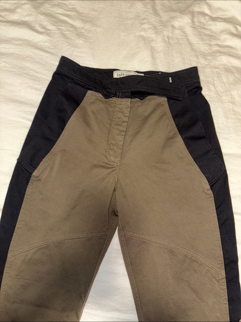Womens Two-Tone denim Pants - Black & Olive - Picture 2 of 9